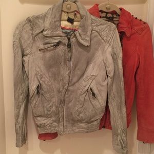 Doma Biker Leather Jacket in Distressed Green